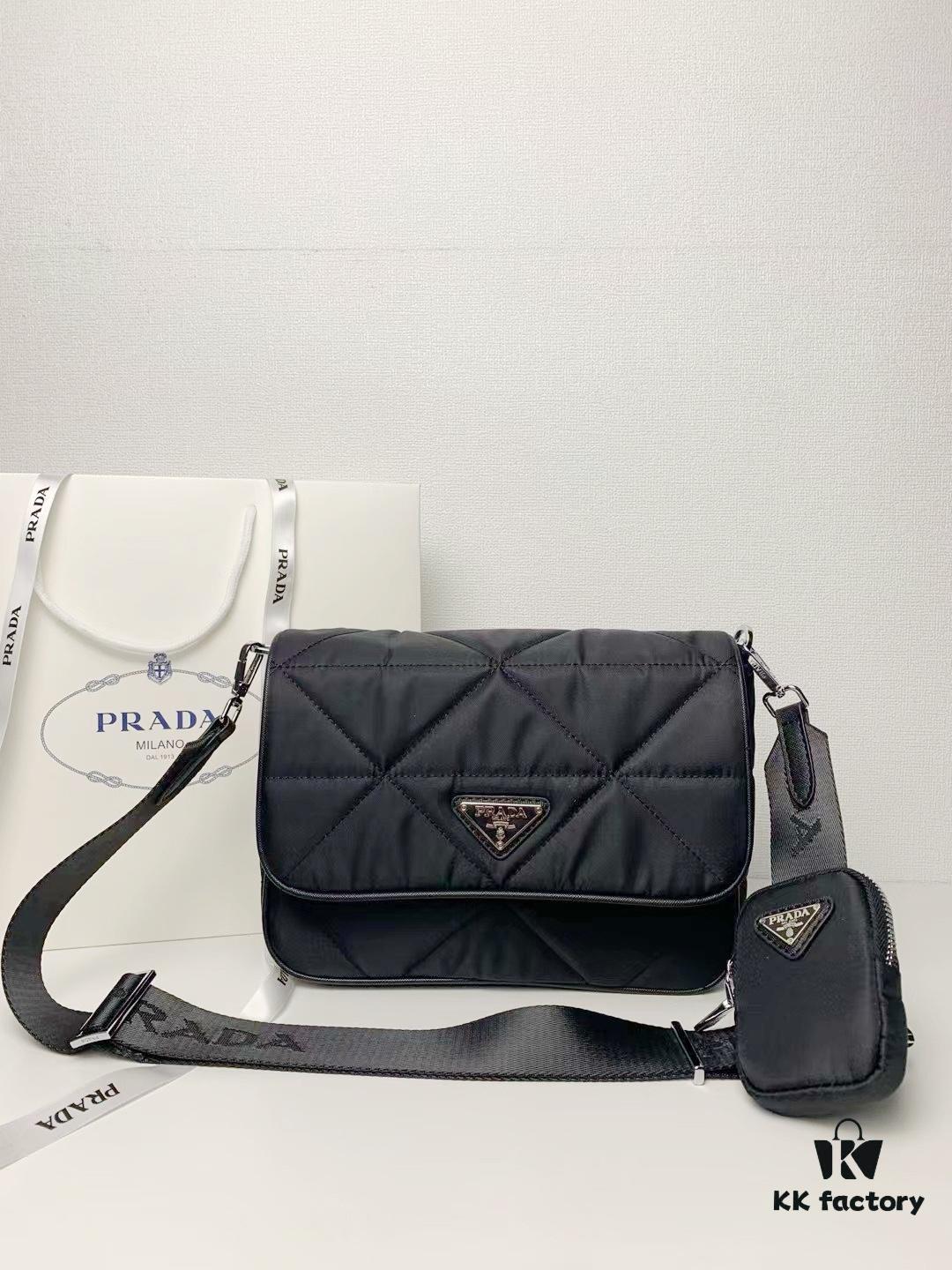 PRADA Imported Parachute Fabric with Leather Trim