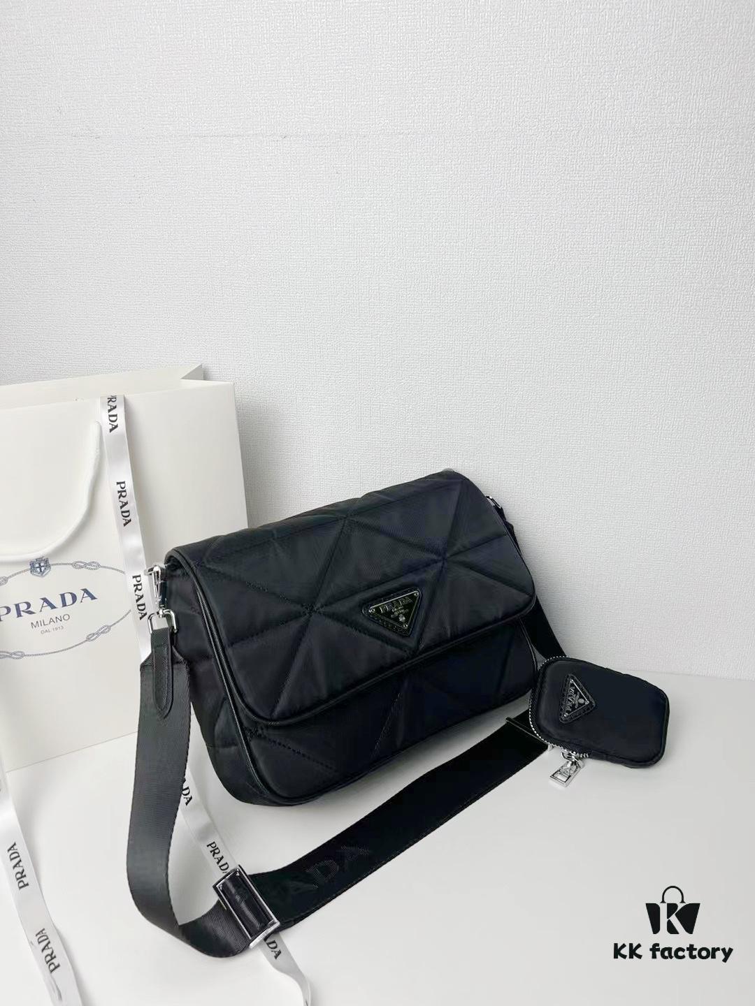 PRADA Imported Parachute Fabric with Leather Trim