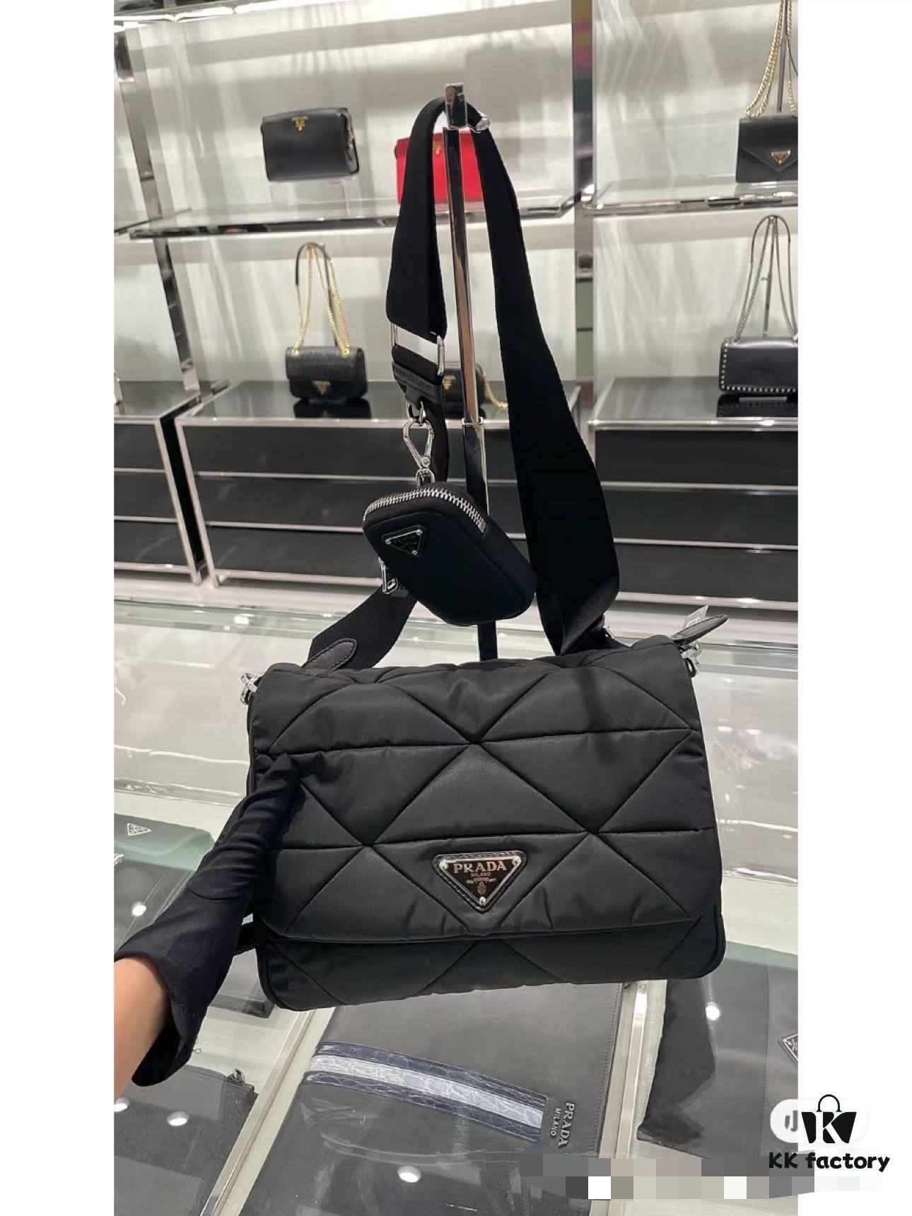 PRADA Imported Parachute Fabric with Leather Trim