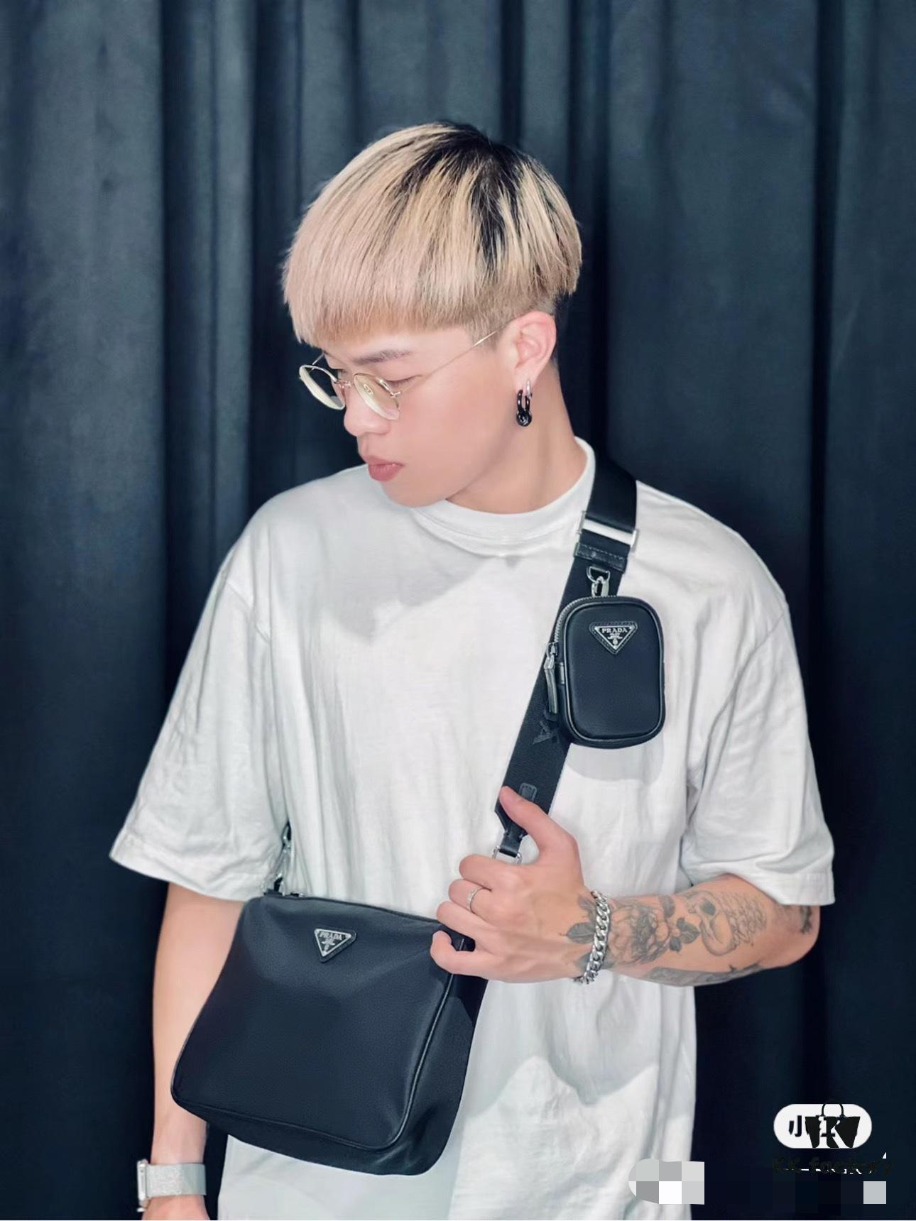 PRADA Imported Parachute Fabric with Leather Trim