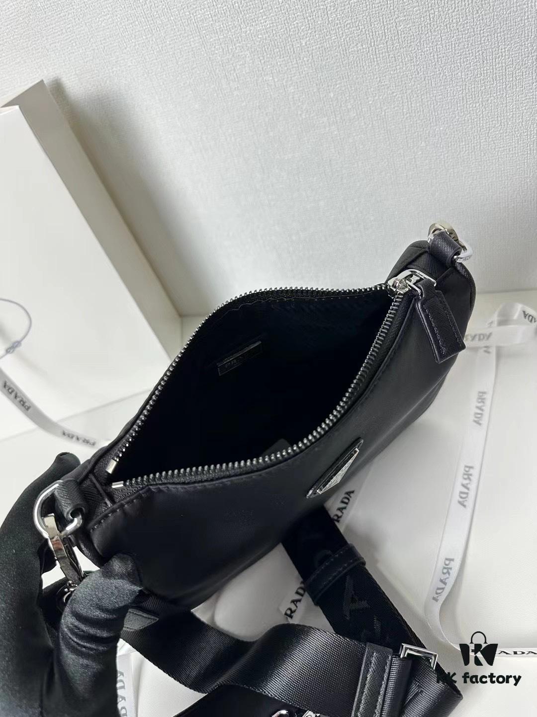 PRADA Imported Parachute Fabric with Leather Trim