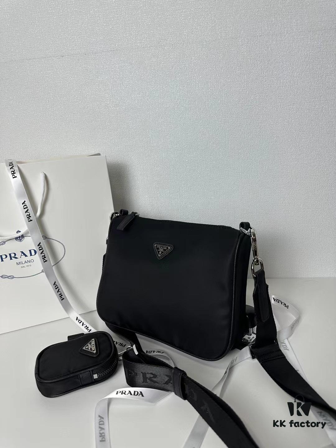 PRADA Imported Parachute Fabric with Leather Trim