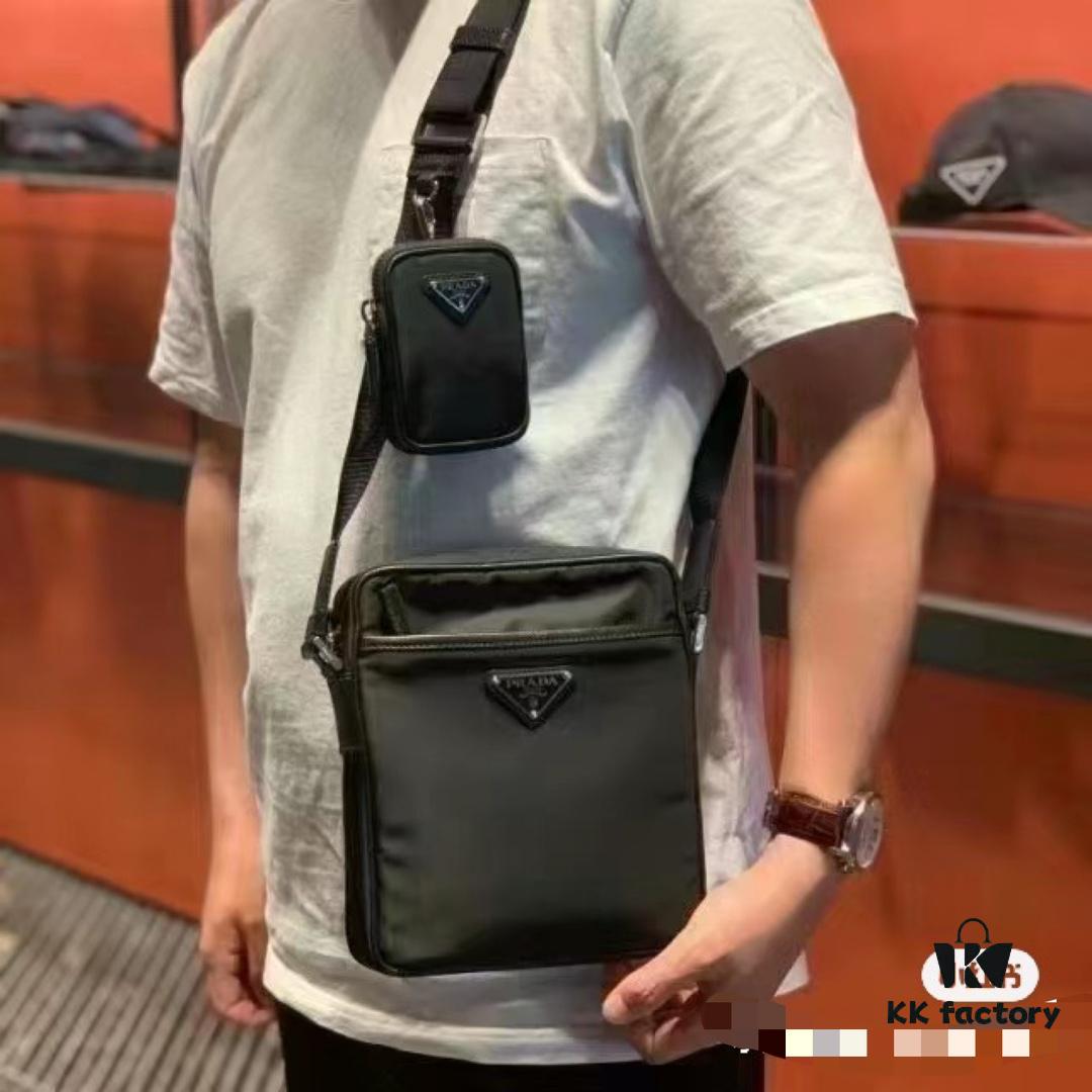 PRADA Imported Parachute Fabric with Leather Trim