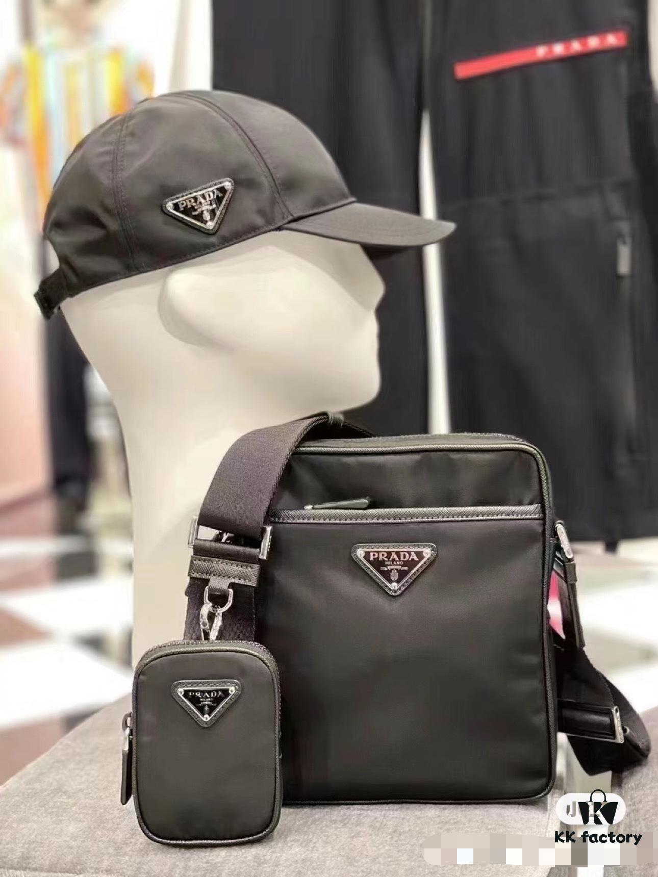 PRADA Imported Parachute Fabric with Leather Trim