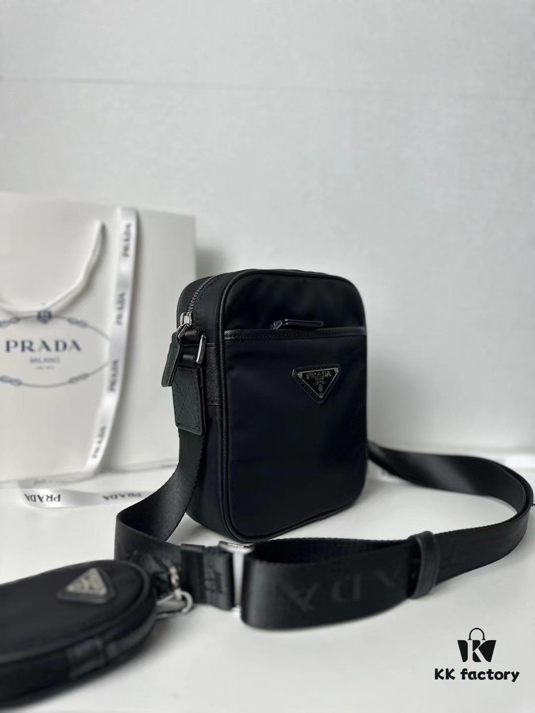 PRADA Imported Parachute Fabric with Leather Trim