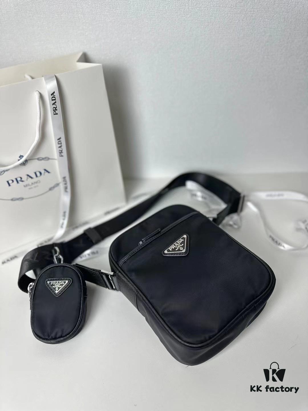 PRADA Imported Parachute Fabric with Leather Trim