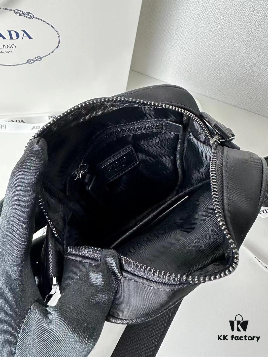 PRADA Imported Parachute Fabric with Leather Trim