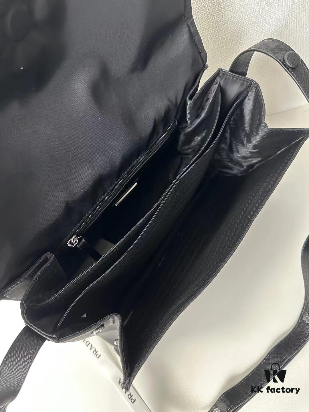 PRADA Small Size Genuine Leather Trim Imported Parachute Fabric Bag