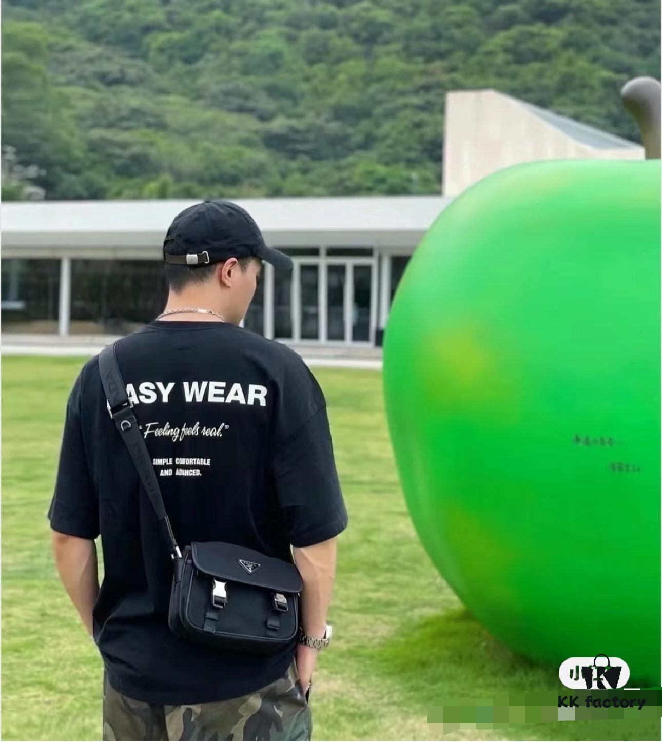 PRADA Genuine Leather Trimmed Imported Parachute Fabric Bag