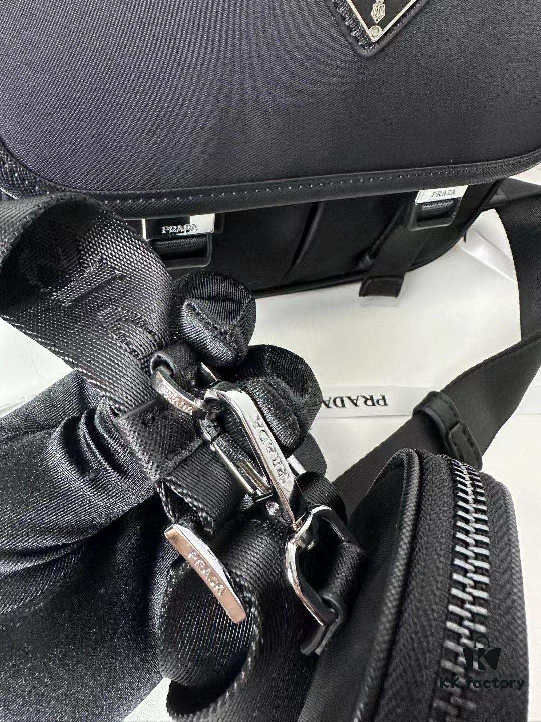 PRADA Genuine Leather Trimmed Imported Parachute Fabric Bag