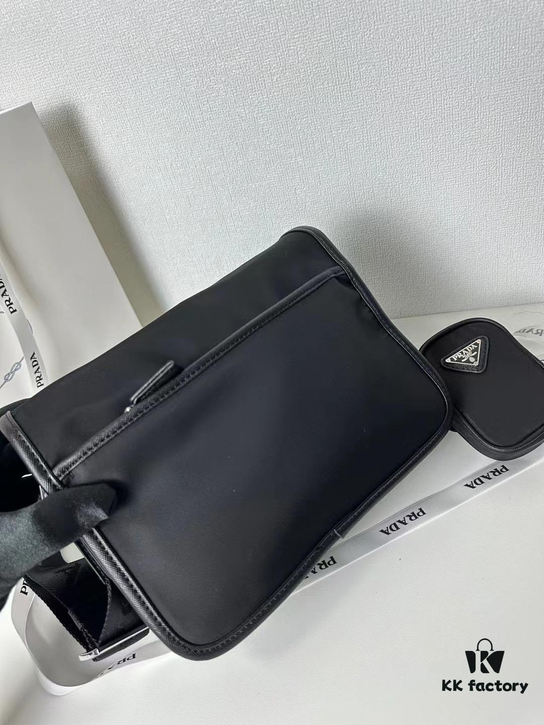 PRADA Genuine Leather Trimmed Imported Parachute Fabric Bag