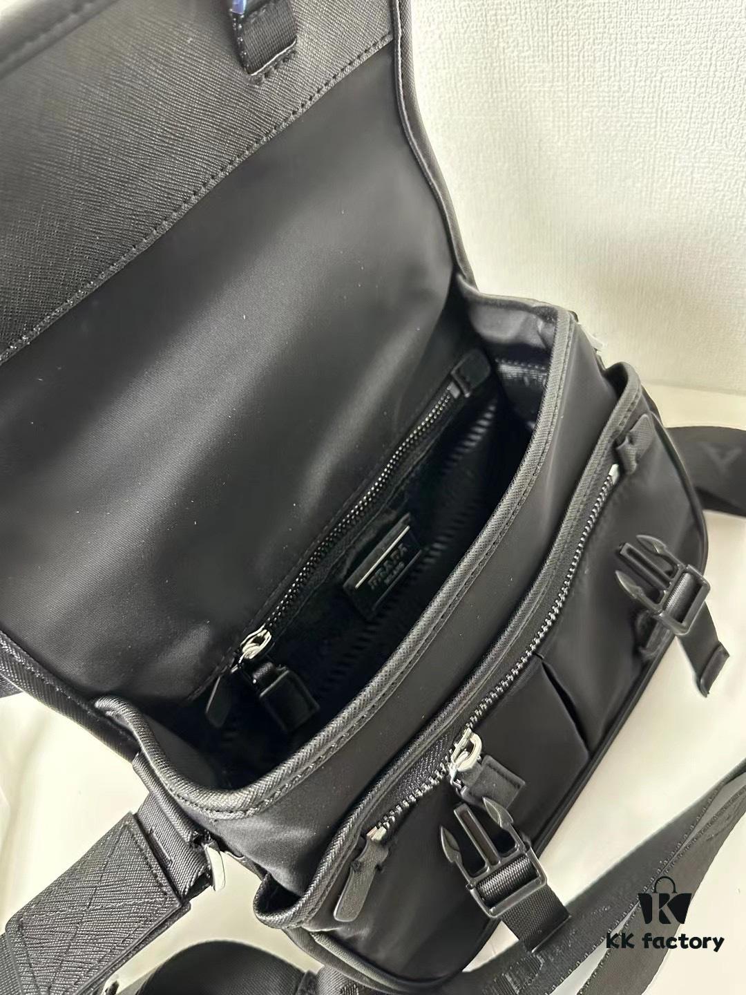 PRADA Genuine Leather Trimmed Imported Parachute Fabric Bag