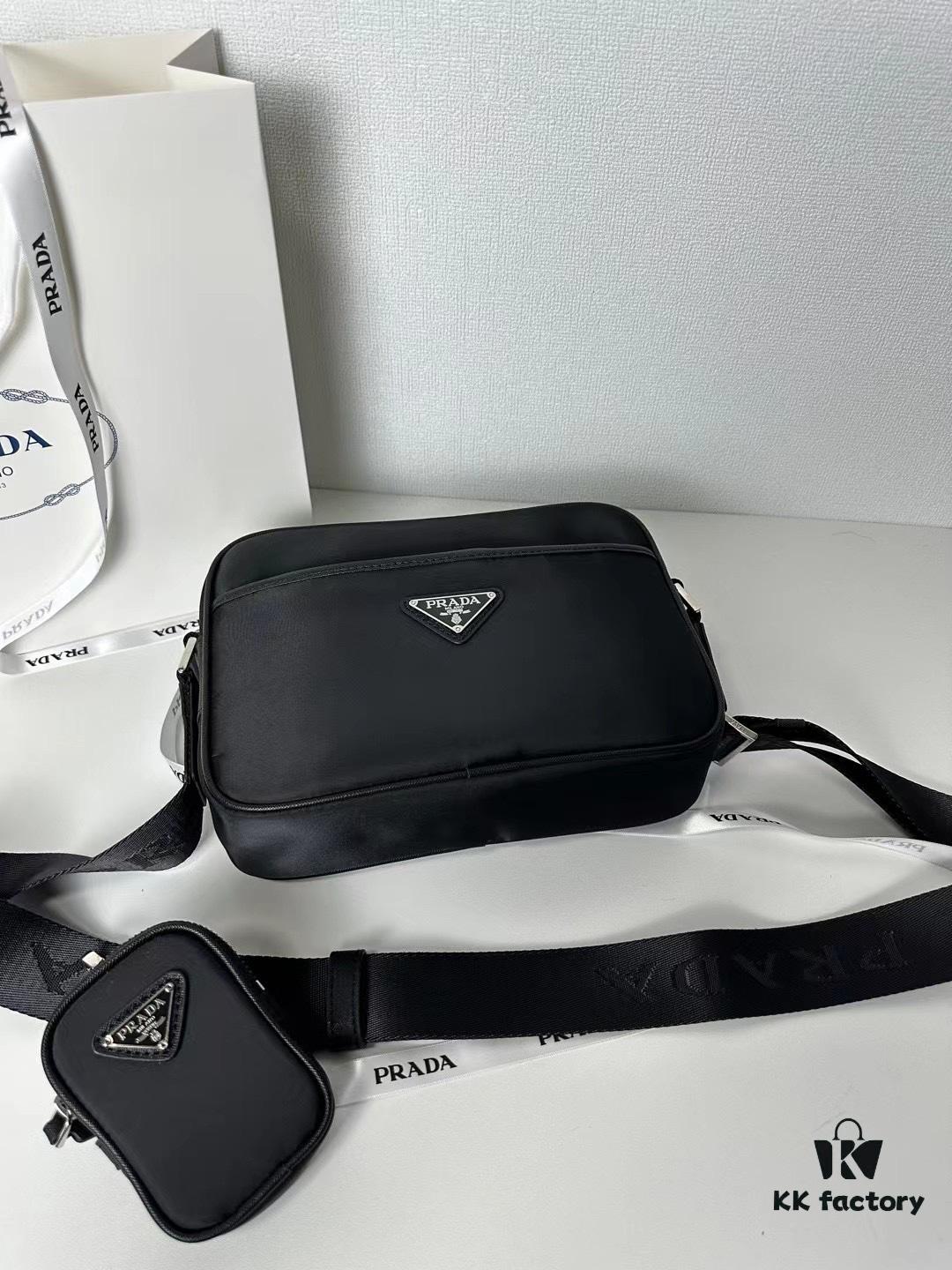 PRADA Imported Parachute Fabric with Leather Trimming