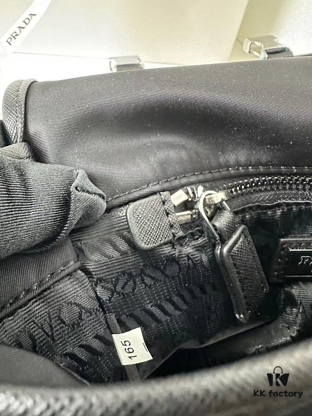 PRADA Genuine Leather Trimmed Imported Parachute Fabric Bag