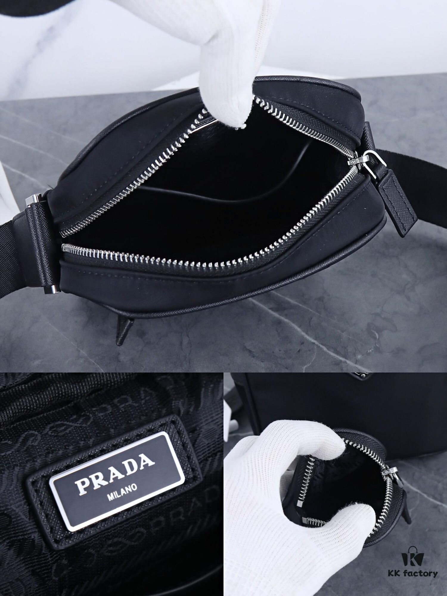 Prada Latest Model! 2VH112 Modern Nylon Crossbody Bag with Detachable Pouch Charm and Spacious Interior Compartment