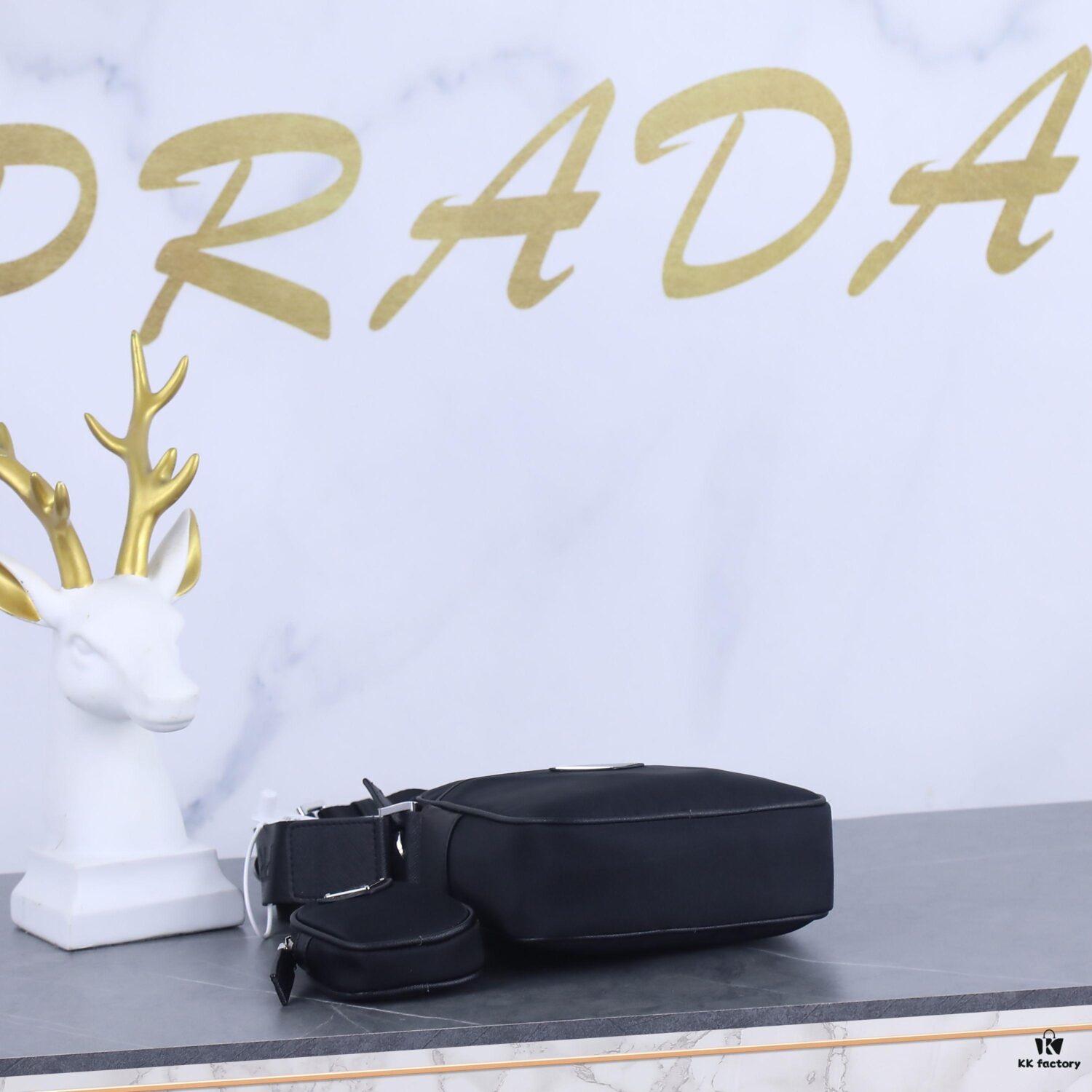 Prada Latest Model! 2VH112 Modern Nylon Crossbody Bag with Detachable Pouch Charm and Spacious Interior Compartment