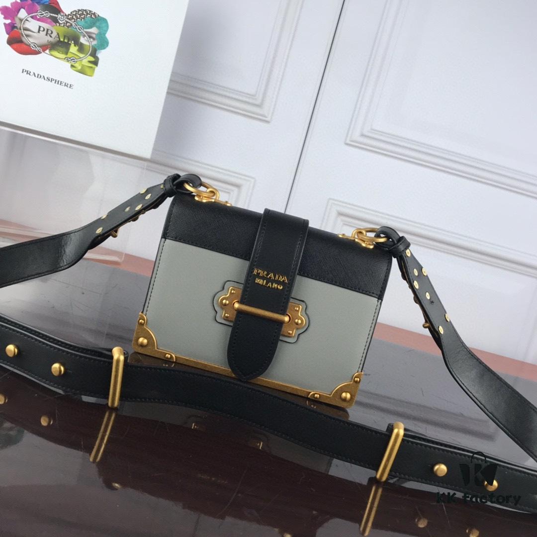 Authentic Top-Quality PRADA Handbag 1BD045 20*14*8CM - Premium Belgian Calfskin with Antique Hardware
