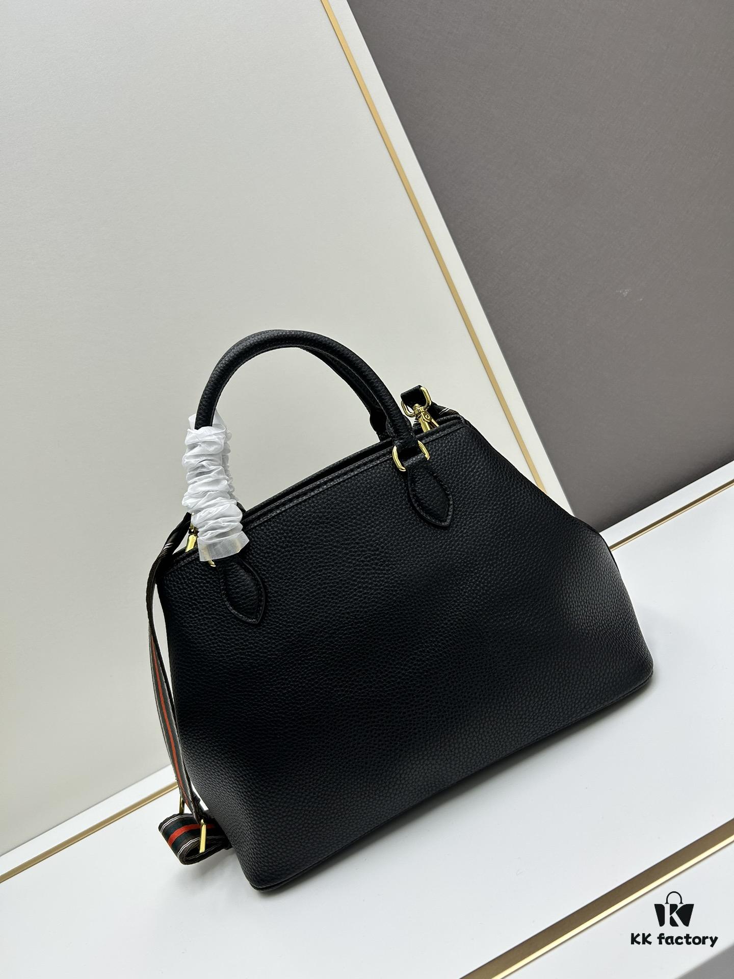 PRADA Vintage Style Large Top Handle Bag - High-Quality Calf Leather, Removable Adjustable Strap, Multiple Carrying Ways