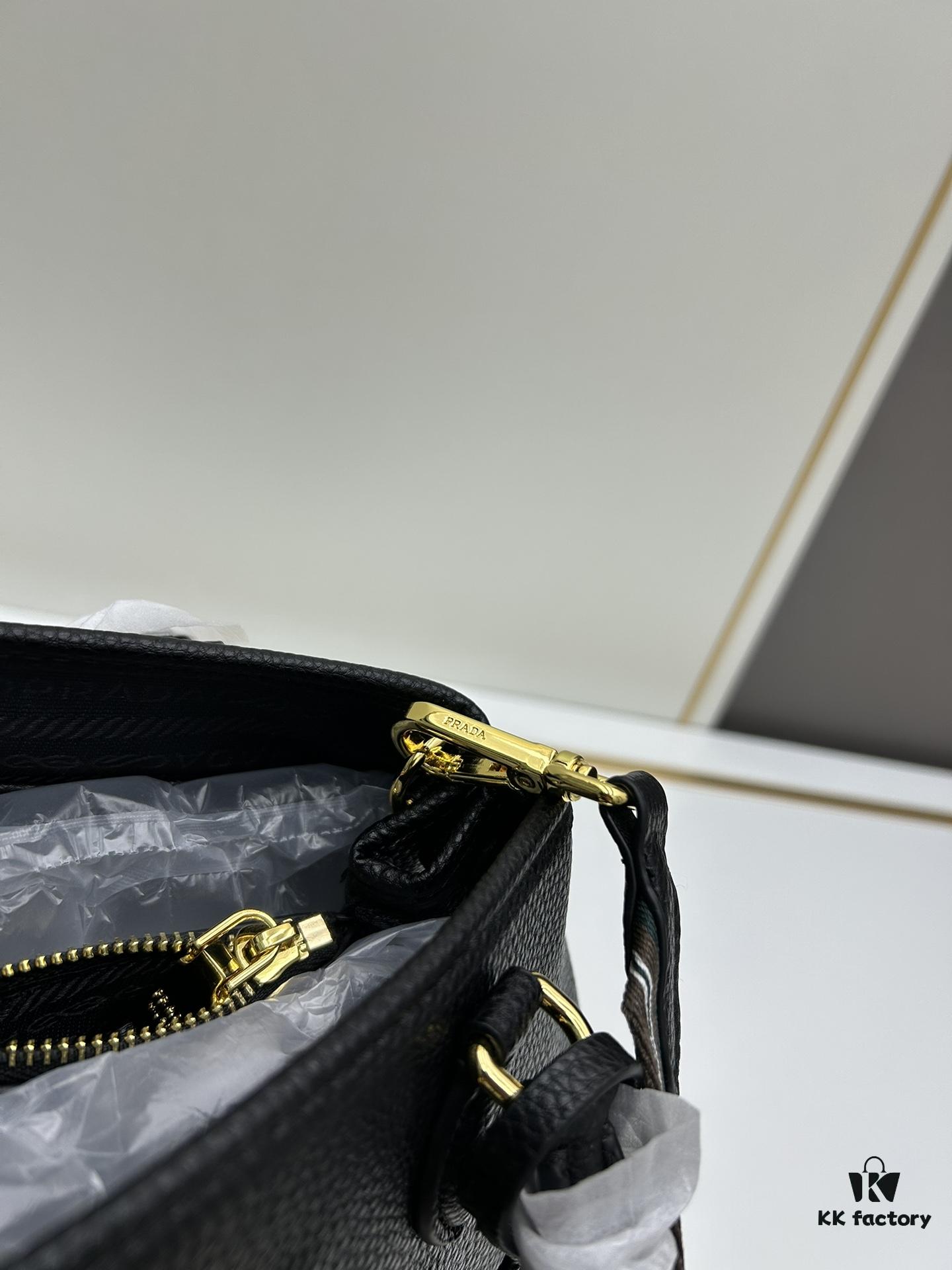 PRADA Vintage Style Large Top Handle Bag - High-Quality Calf Leather, Removable Adjustable Strap, Multiple Carrying Ways