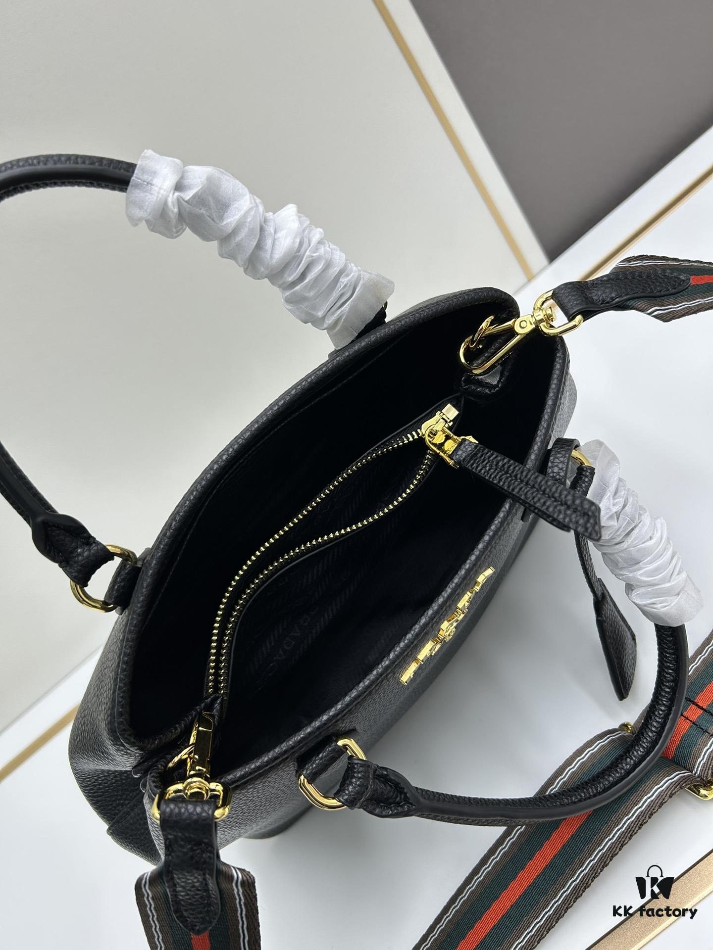PRADA Vintage Style Large Top Handle Bag - High-Quality Calf Leather, Removable Adjustable Strap, Multiple Carrying Ways