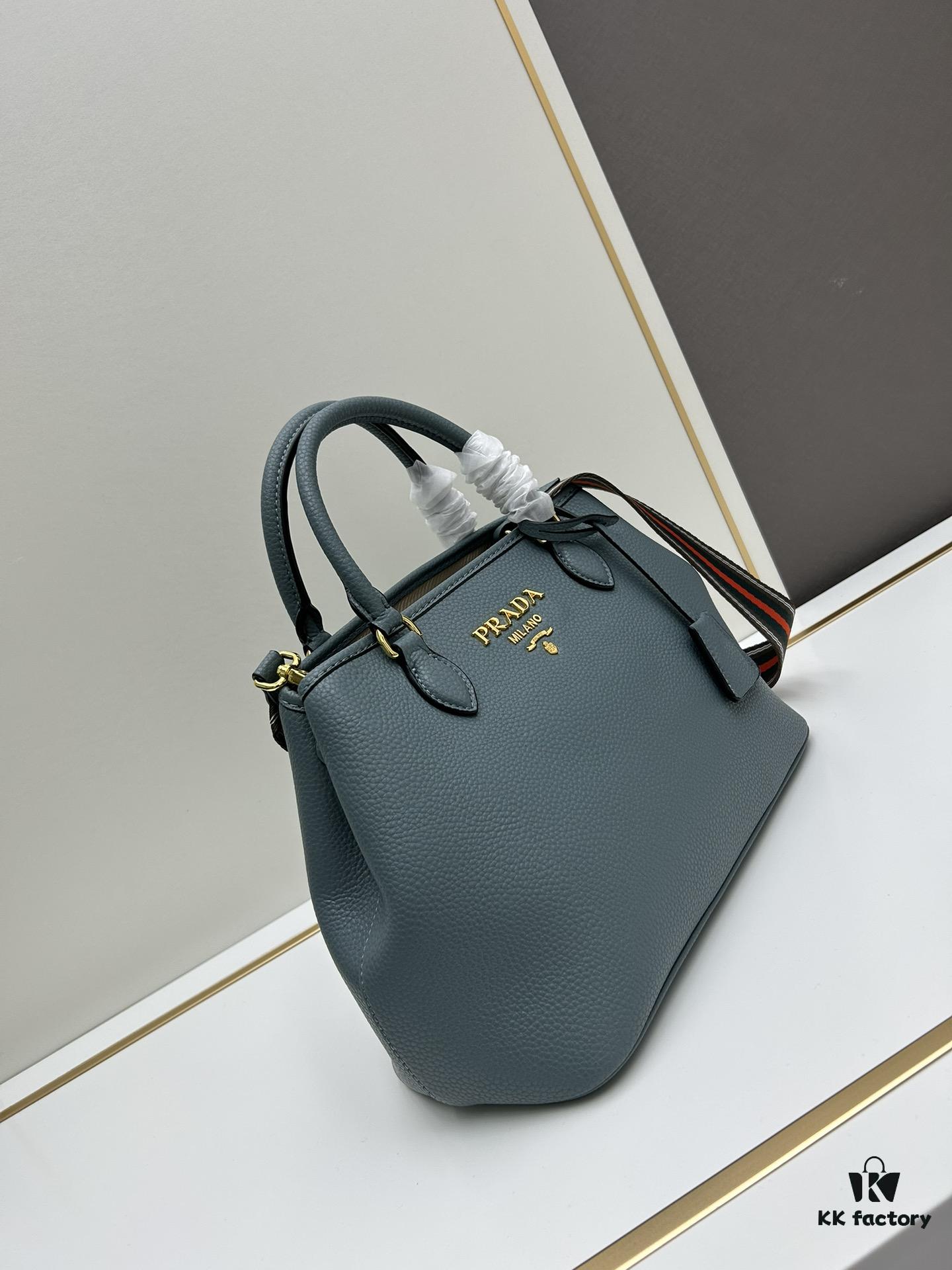 PRADA Classic Retro Handbag - Large Size, High-Quality Full-Grain Coarse Crispy Calfskin, Removable and Adjustable Strap, Multi-Way Carry (Handheld/Shoulder/Crossbody)