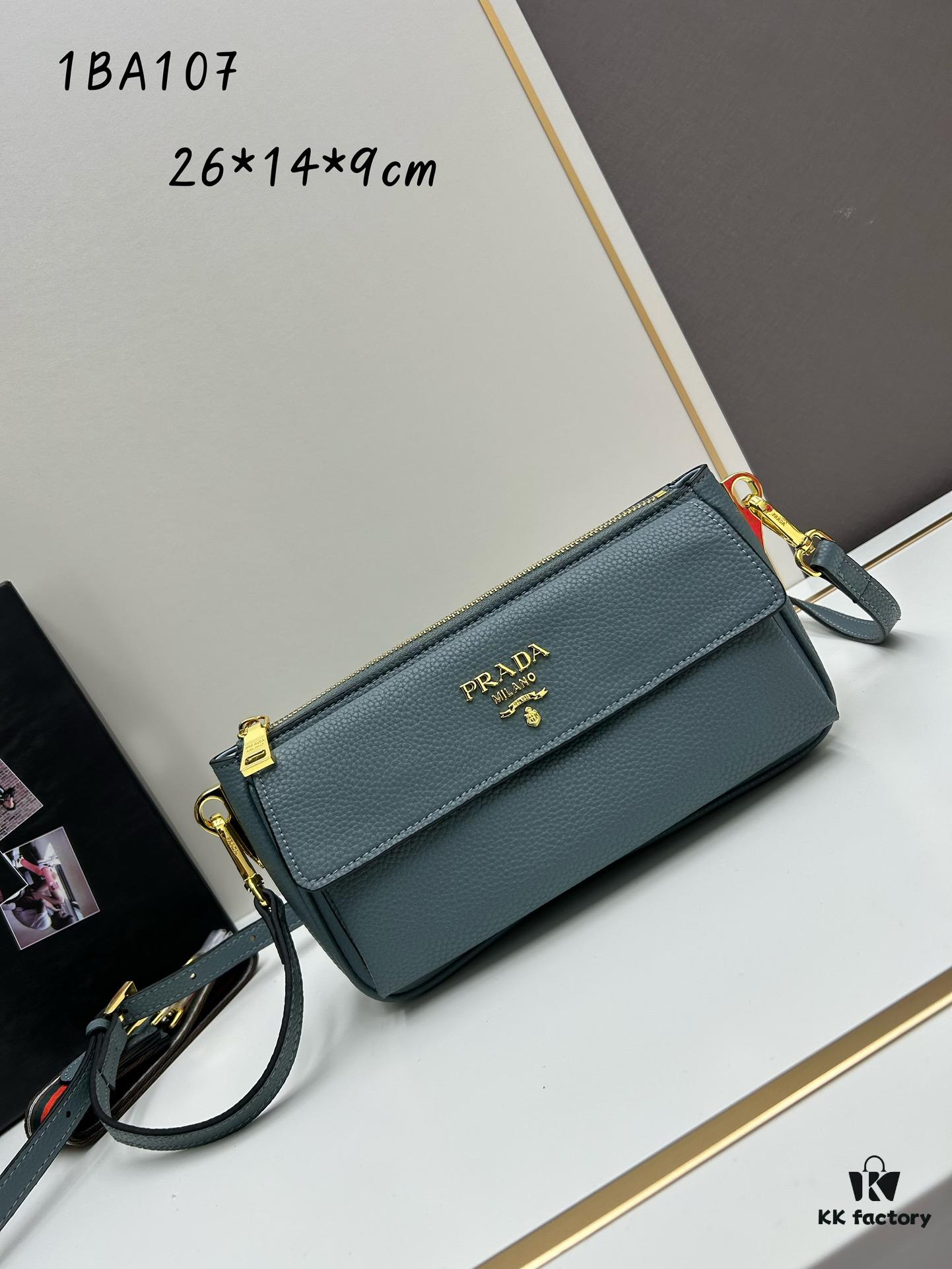PRADA Flip Zip Champion Edition with Dual Shoulder Straps (Striped Wide Fabric Strap & Extended Leather Shoulder Pad)