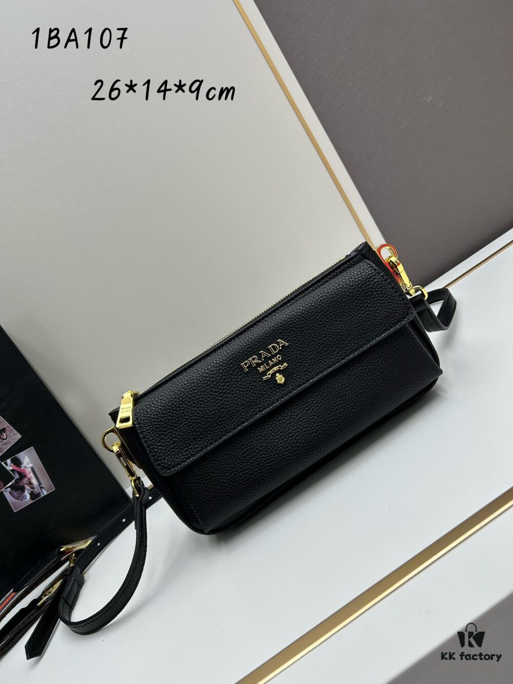 PRADA Flip Zip Champion Edition with Dual Shoulder Straps (Striped Wide Fabric Strap & Extended Leather Shoulder Pad)