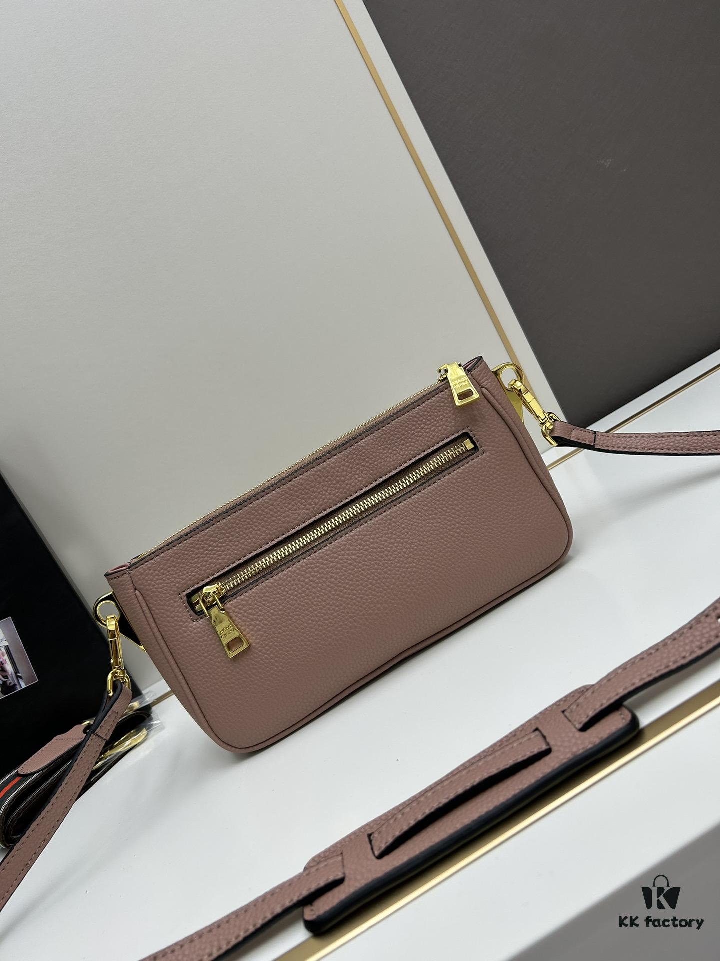 PRADA Flip Zip Champion Edition with Dual Shoulder Straps (Striped Wide Fabric Strap & Extended Leather Shoulder Pad)