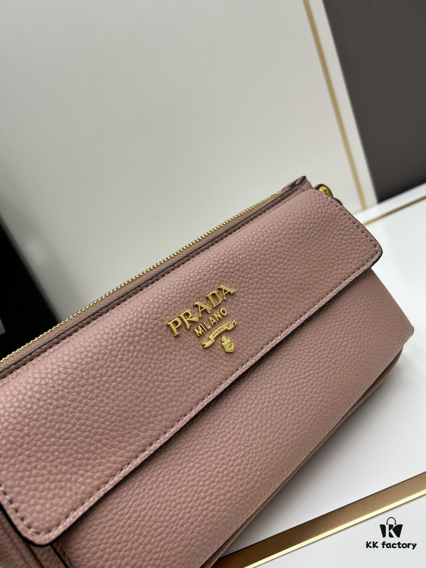 PRADA Flip Zip Champion Edition with Dual Shoulder Straps (Striped Wide Fabric Strap & Extended Leather Shoulder Pad)