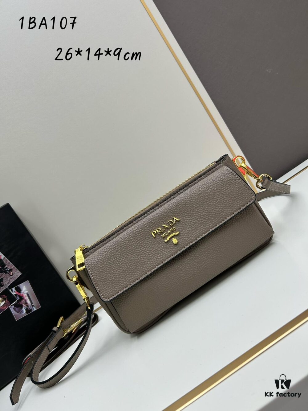 PRADA Flip Zip Champion Edition with Dual Shoulder Straps (Striped Wide Fabric Strap & Extended Leather Shoulder Pad)