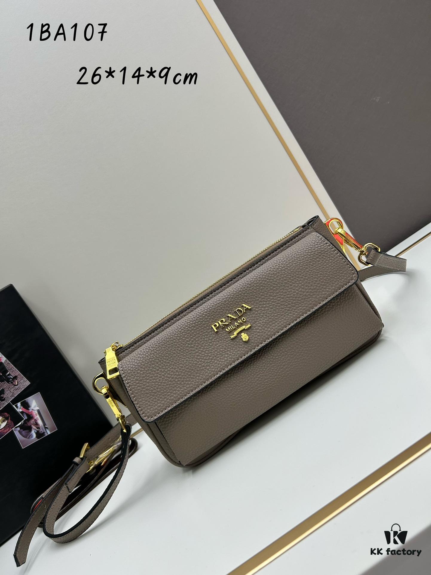 PRADA Flip Zip Champion Edition with Dual Shoulder Straps (Striped Wide Fabric Strap & Extended Leather Shoulder Pad)