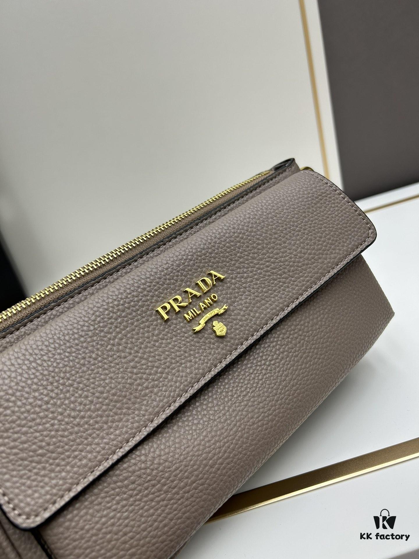 PRADA Flip Zip Champion Edition with Dual Shoulder Straps (Striped Wide Fabric Strap & Extended Leather Shoulder Pad)