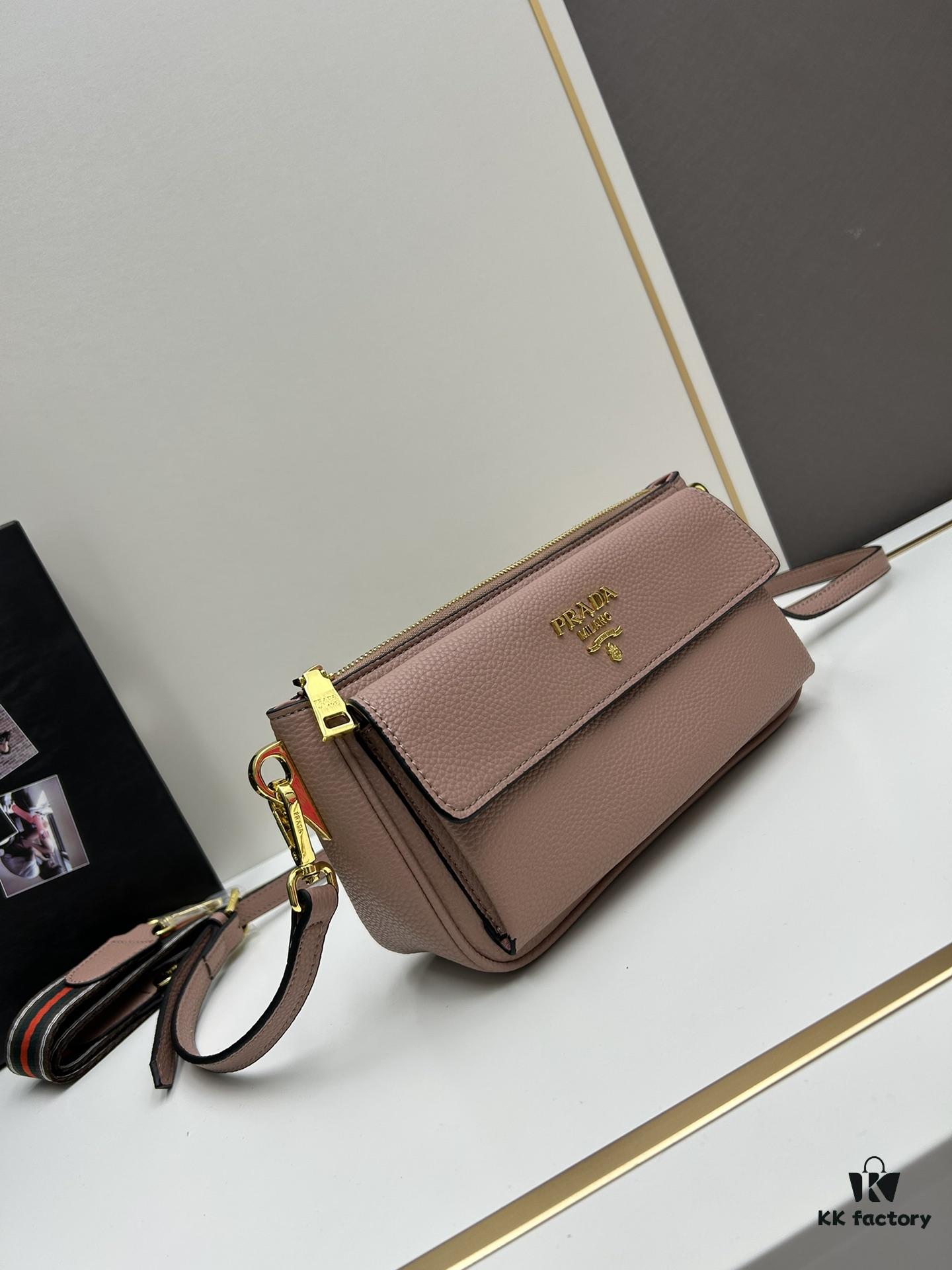 PRADA Flip Zip Champion Edition with Dual Shoulder Straps (Striped Wide Fabric Strap & Extended Leather Shoulder Pad)