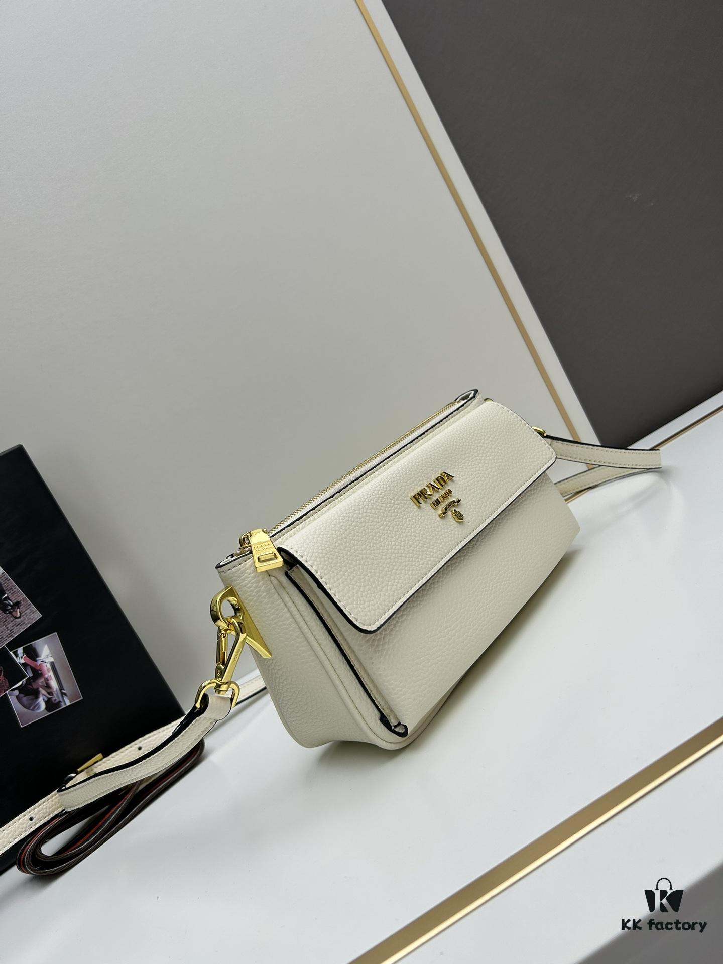 PRADA Flip Zip Champion Edition with Dual Shoulder Straps (Striped Wide Fabric Strap & Extended Leather Strap)