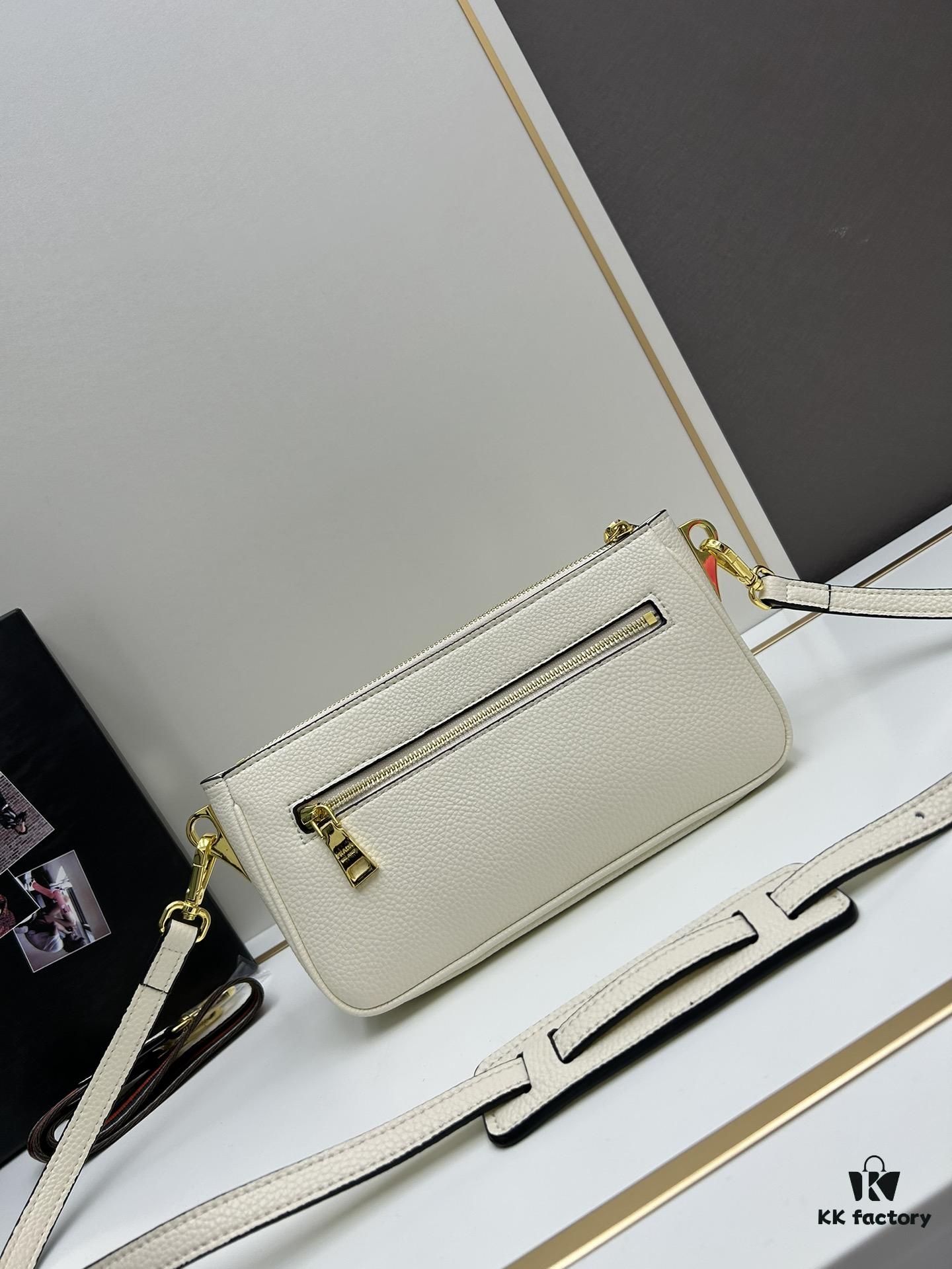 PRADA Flip Zip Champion Edition with Dual Shoulder Straps (Striped Wide Fabric Strap & Extended Leather Strap)