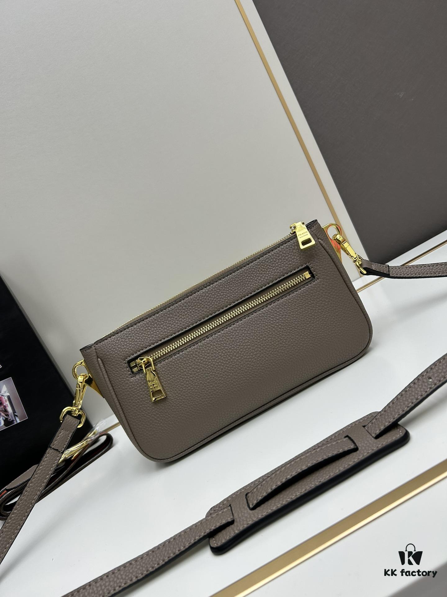 PRADA Flip Zip Champion Edition with Dual Shoulder Straps (Striped Wide Fabric Strap & Extended Leather Shoulder Pad)