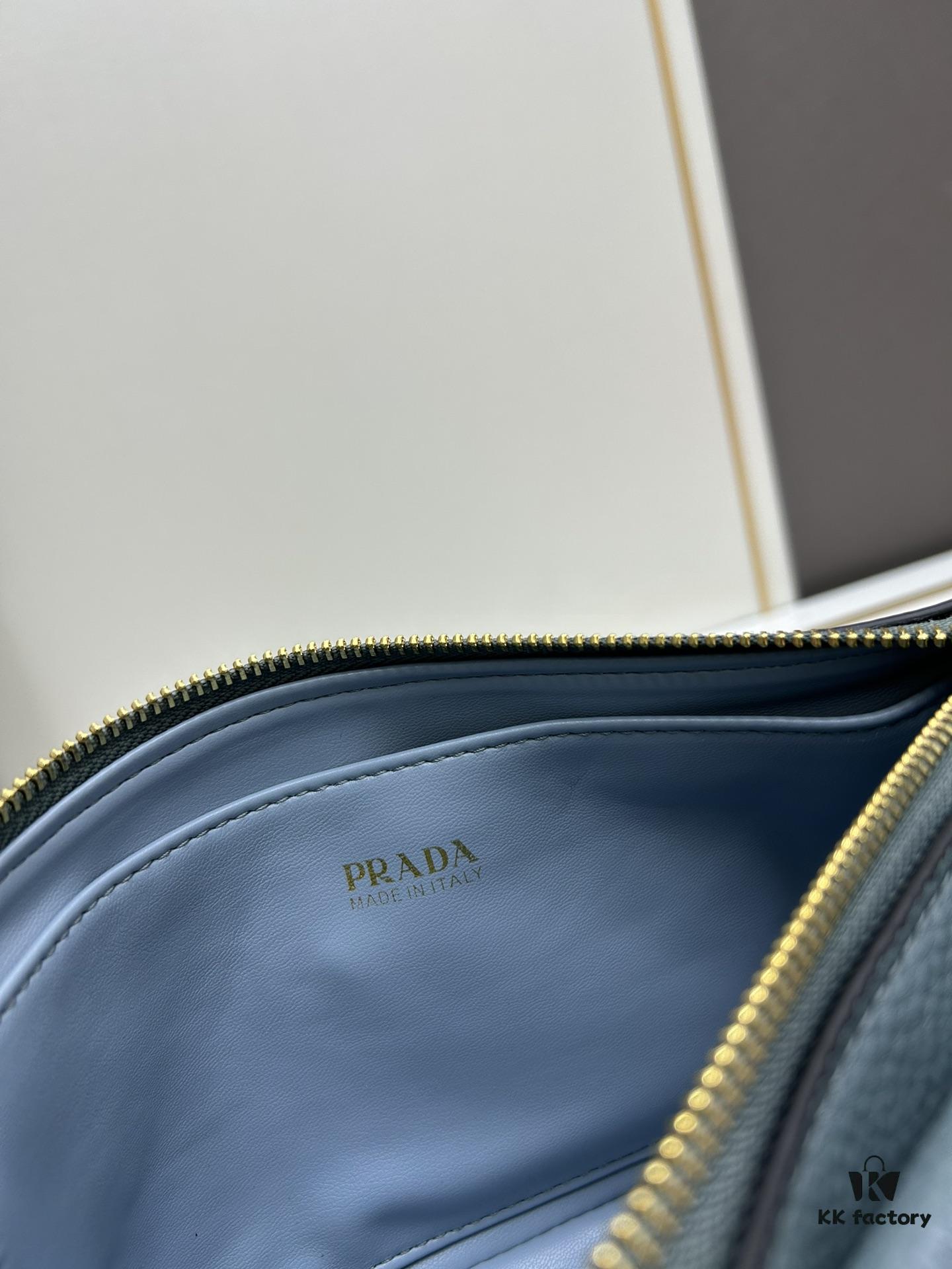 PRADA Flip Zip Champion Edition with Dual Shoulder Straps (Striped Wide Fabric Strap & Extended Leather Shoulder Pad)