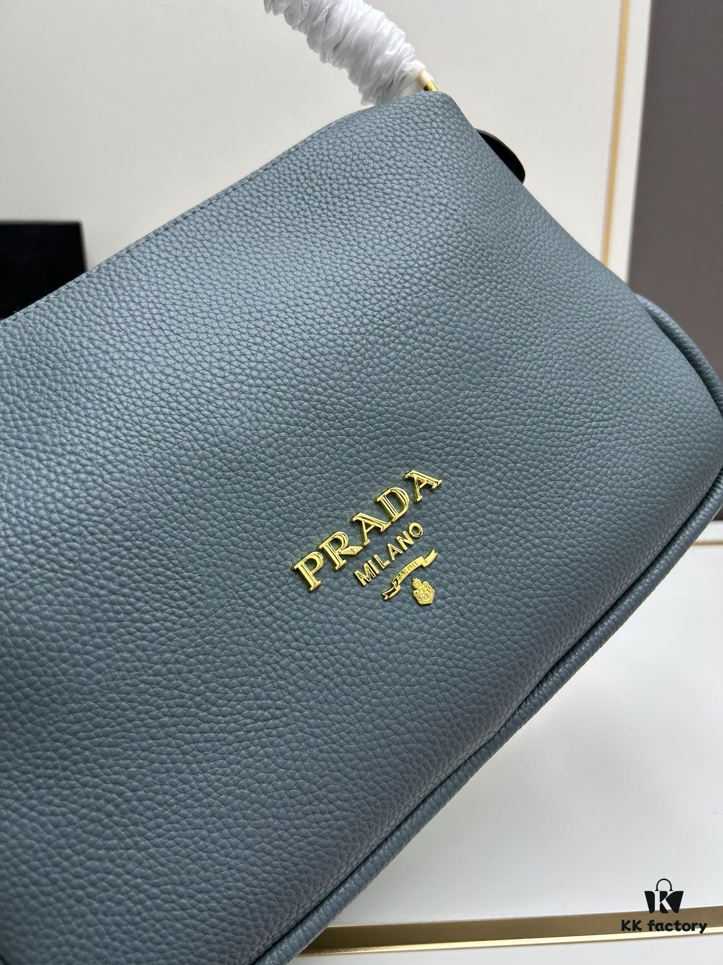 PRADA - Bestseller Recommendation: Fashionable Casual Style, Newest Imported Full-Grain Crocodile-Embossed Calfskin with Authentic Hardware
