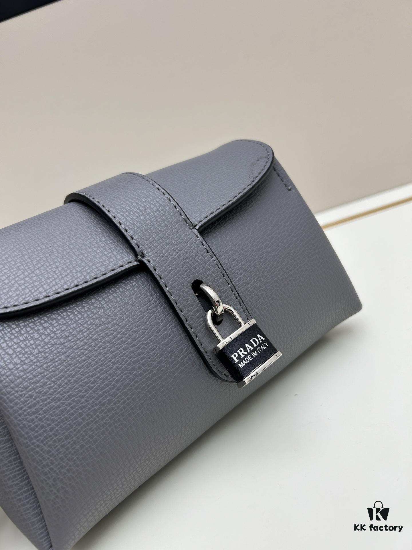 Exclusive Launch - High-Quality Prada-Style Flip Top Bag, Bestselling 2025 Fashion Crossbody with Dual Straps, Genuine Deer-Grain Calfskin