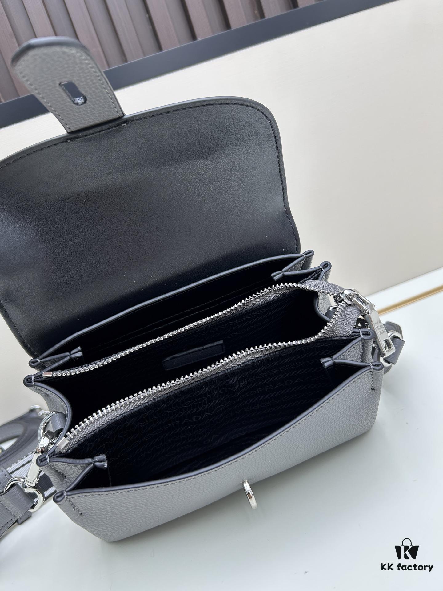 Exclusive Launch - High-Quality Prada-Style Flip Top Bag, Bestselling 2025 Fashion Crossbody with Dual Straps, Genuine Deer-Grain Calfskin