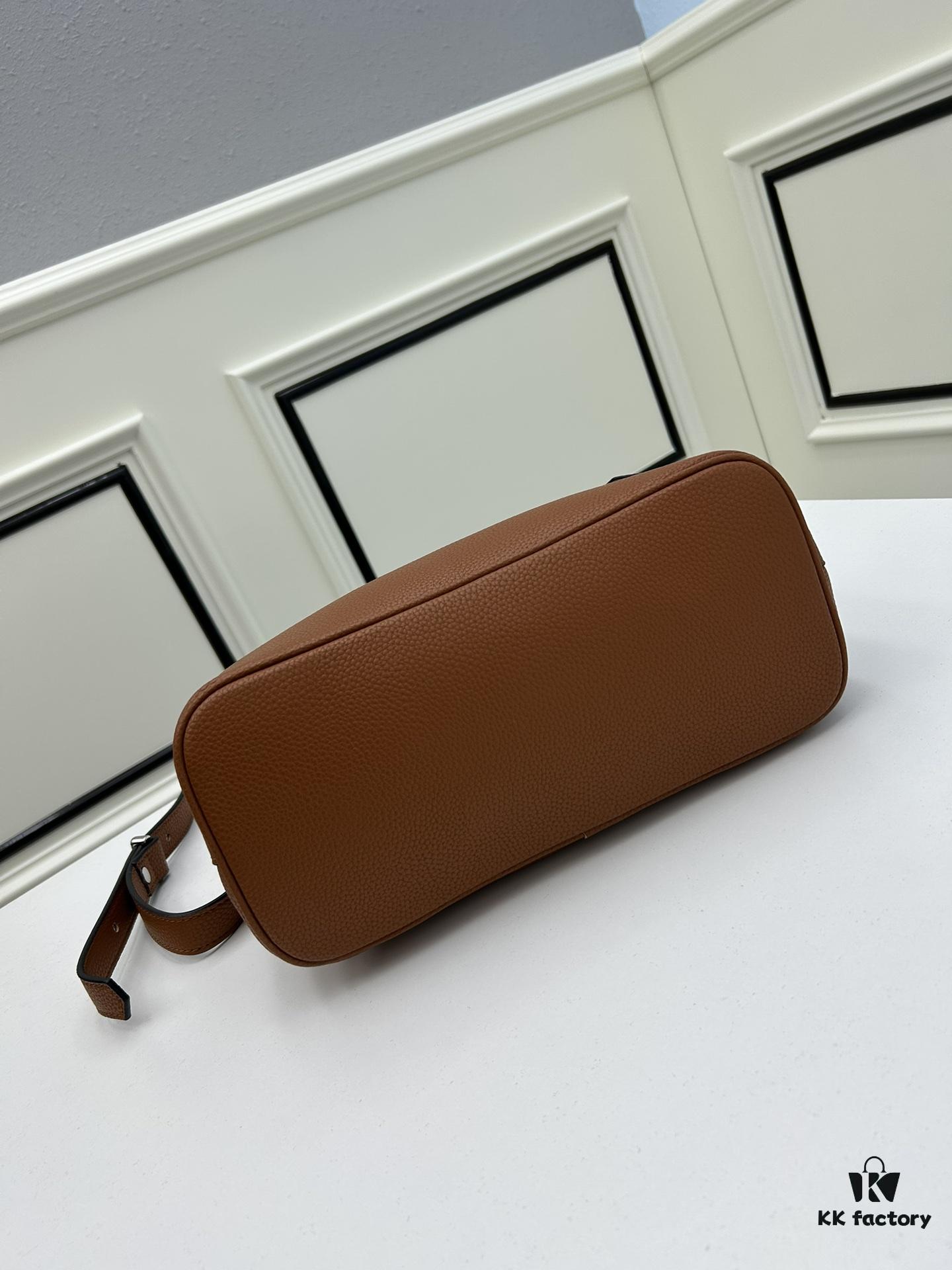 Upgraded Large Size 🌹 Prada PRADA New Arrival (Large Version) Fine Peccary Grain Leather DoubleBag Tote