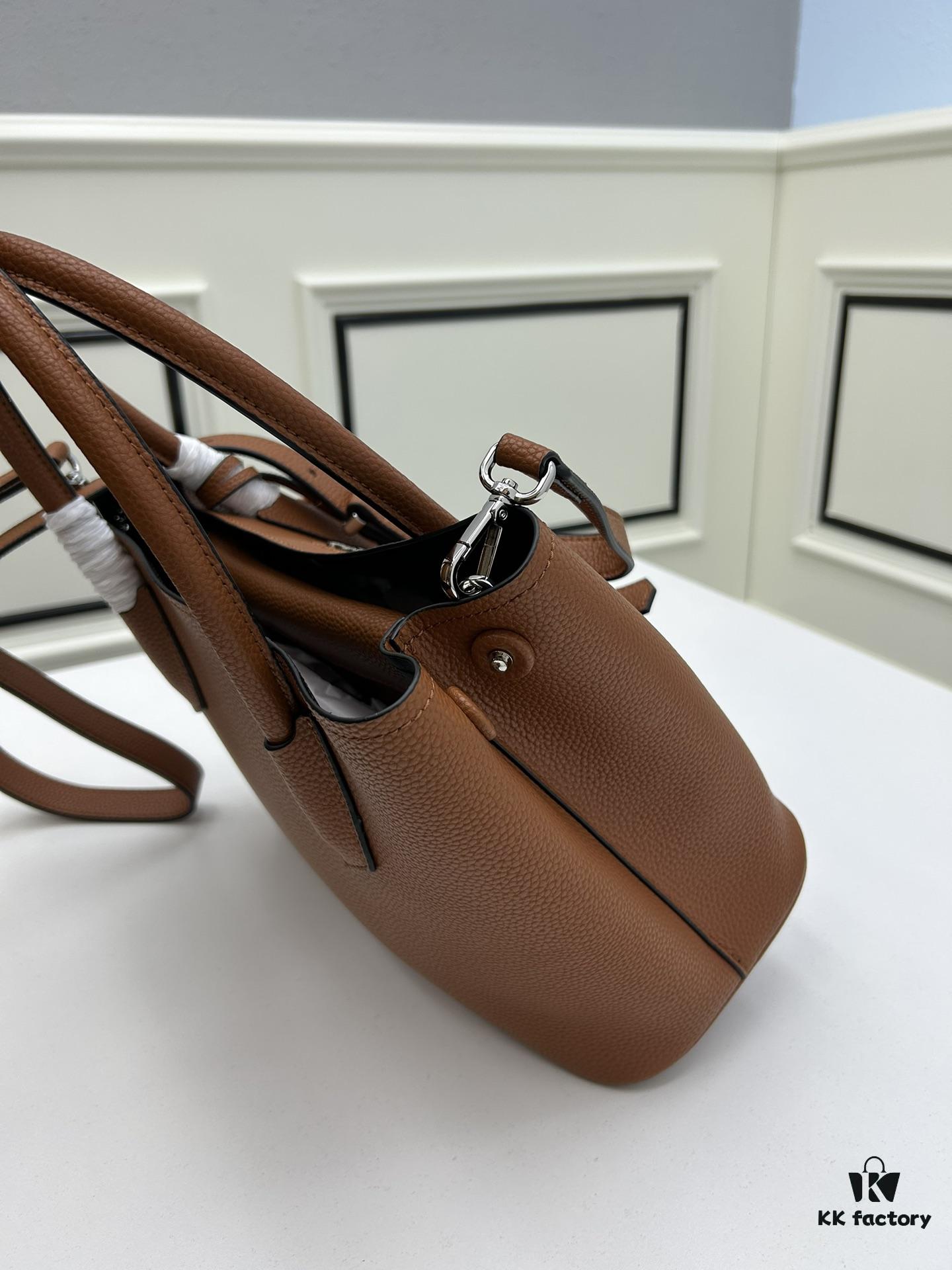 Upgraded Large Size 🌹 Prada PRADA New Arrival (Large Version) Fine Peccary Grain Leather DoubleBag Tote