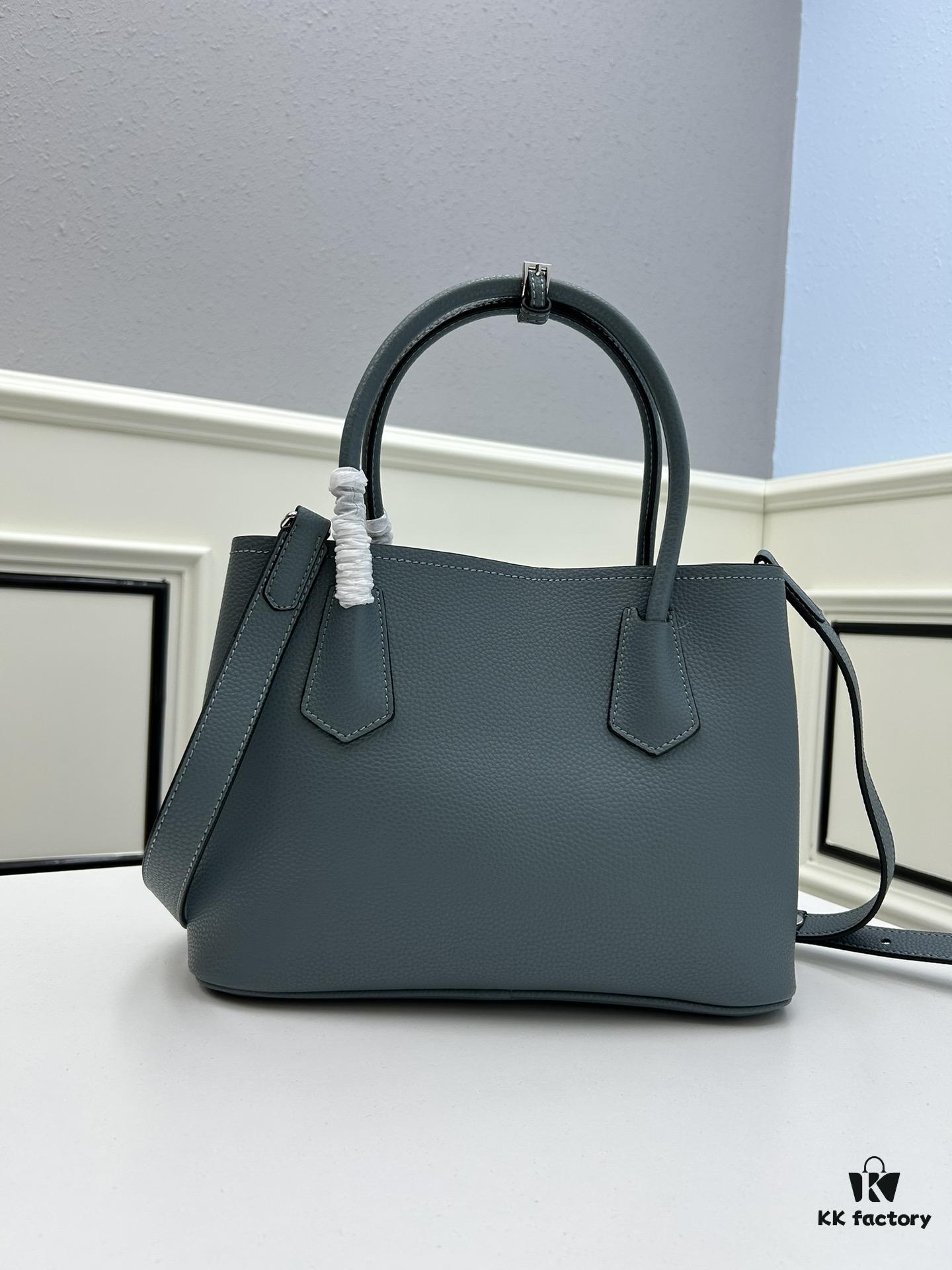 Upgraded Large Size 🌹 PRADA Double Bag Series Shopping Tote, New Arrival (Large Version), Fine Imported Crisply Textured Calfskin Leather