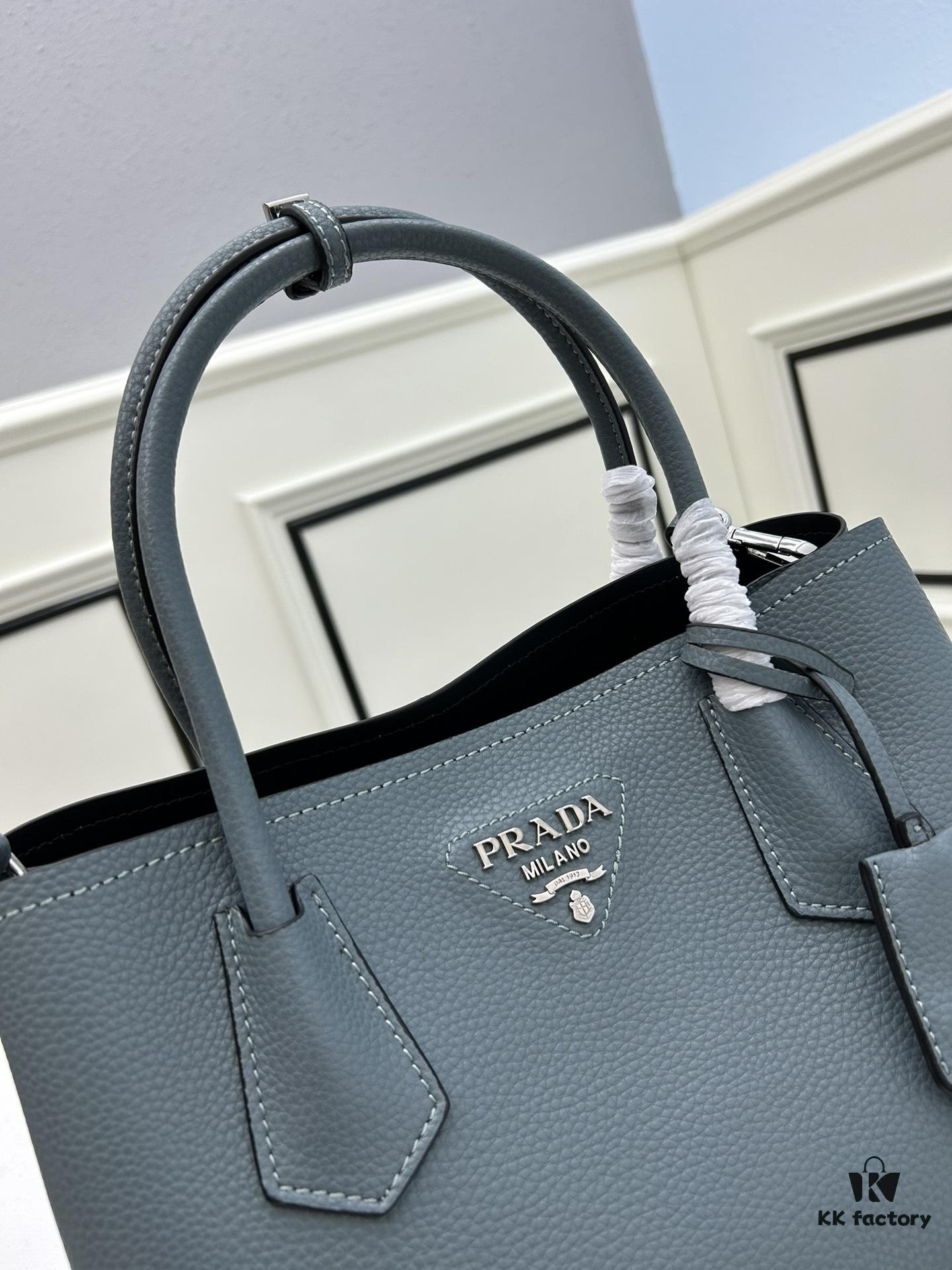 Upgraded Large Size 🌹 PRADA Double Bag Series Shopping Tote, New Arrival (Large Version), Fine Imported Crisply Textured Calfskin Leather