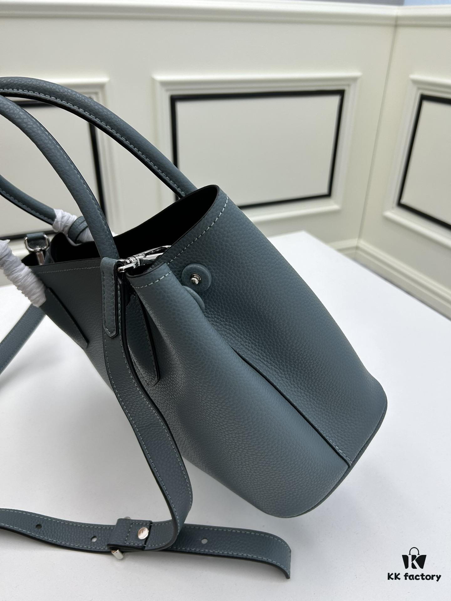 Upgraded Large Size 🌹 PRADA Double Bag Series Shopping Tote, New Arrival (Large Version), Fine Imported Crisply Textured Calfskin Leather