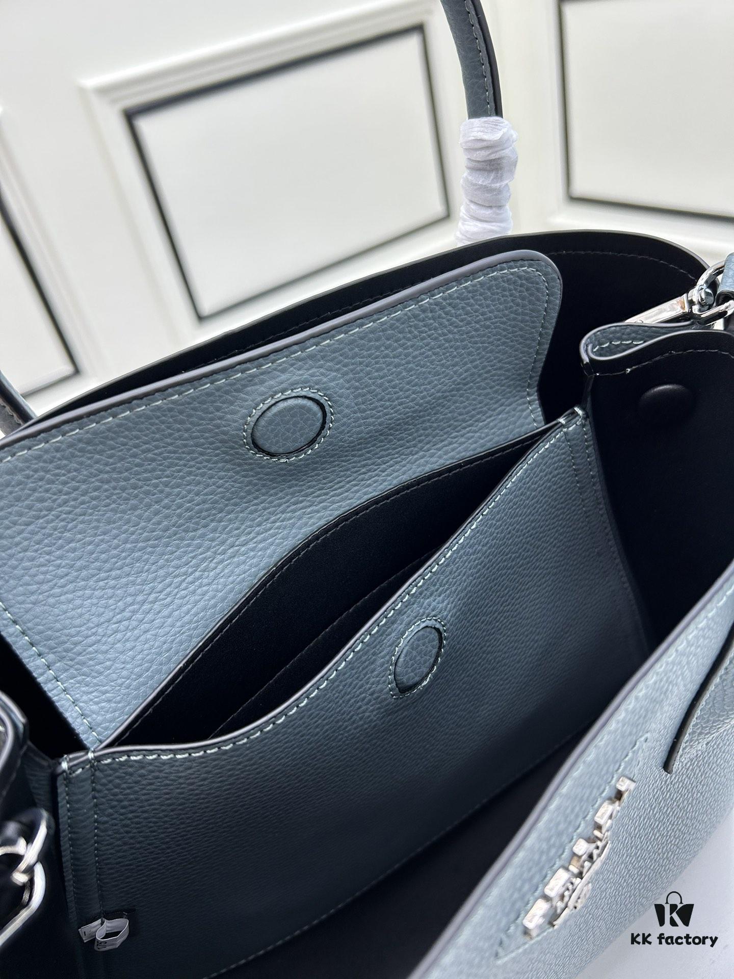 Upgraded Large Size 🌹 PRADA Double Bag Series Shopping Tote, New Arrival (Large Version), Fine Imported Crisply Textured Calfskin Leather