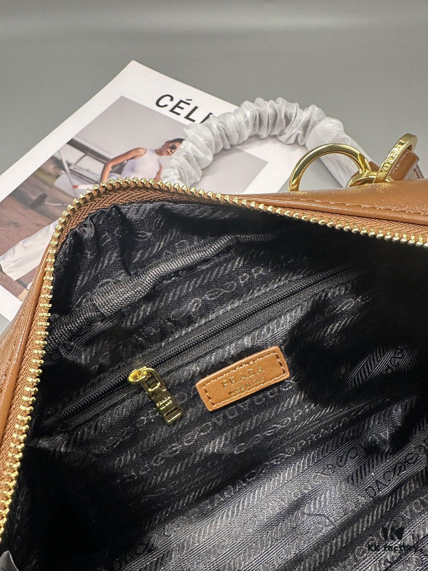 Prada New Dangle Handbag in Oil-Waxed Leather, Tote and Shoulder Bag