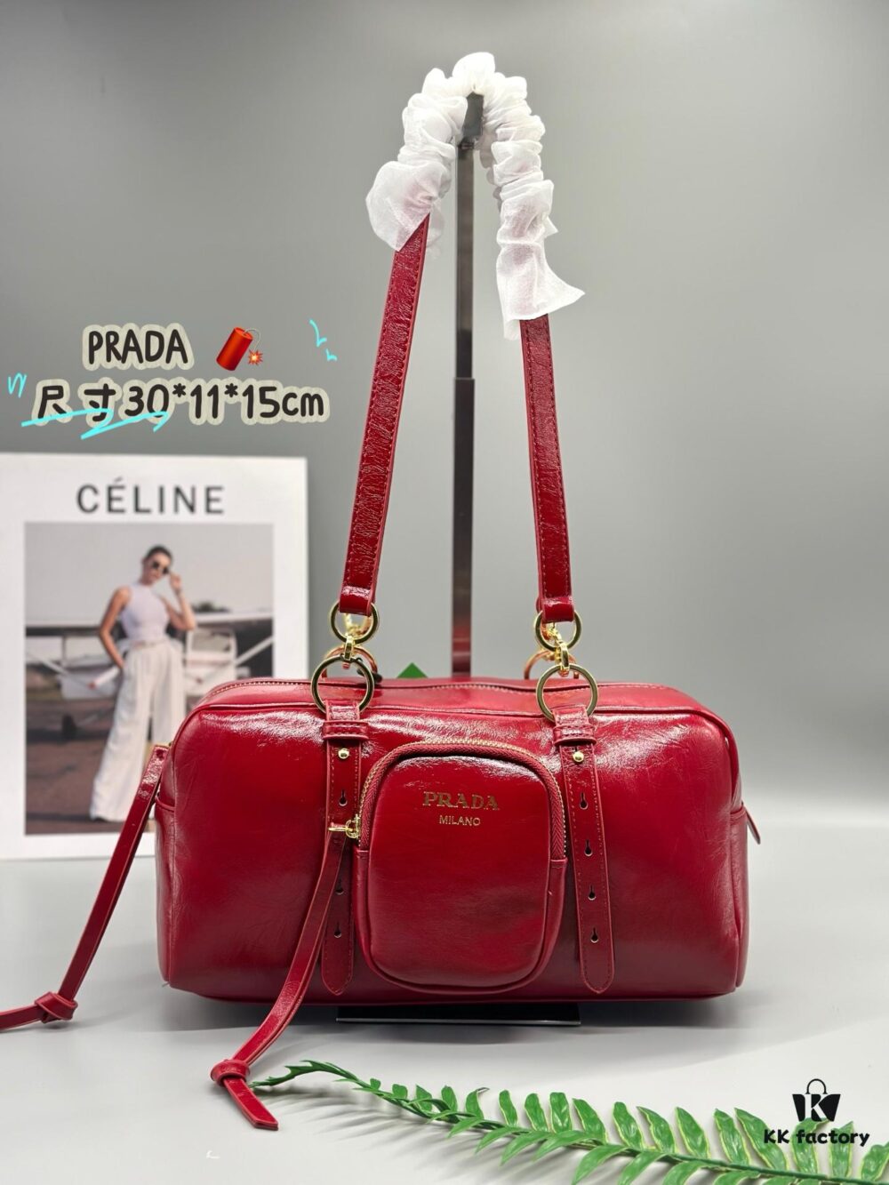 Prada New Dangle Handbag in Oil-Waxed Leather, Tote and Shoulder Bag