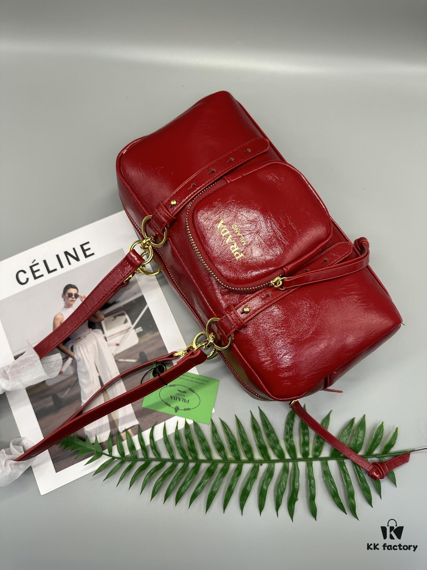 Prada New Dangle Handbag in Oil-Waxed Leather, Tote and Shoulder Bag