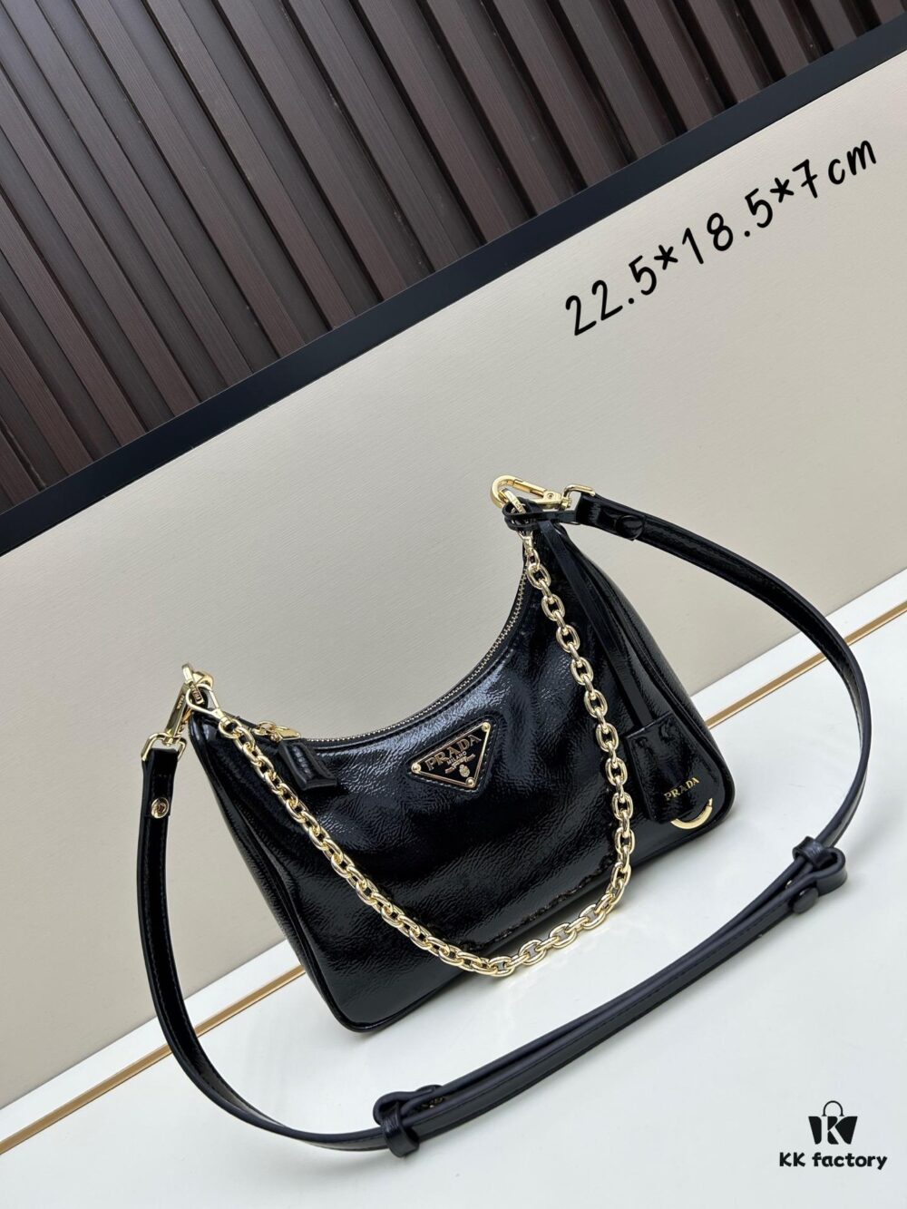 Enamel Calfskin Leather Shoulder Bag with Box 🎁 PRADA Re-Edition NaplaK Women's Crossbody or Shoulder Bag